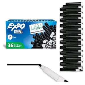 EXPO Fine Tip Dry Erase Markers Low Odor Black Ink 36-Count Set Ideal for Classroom Office and Home Use
