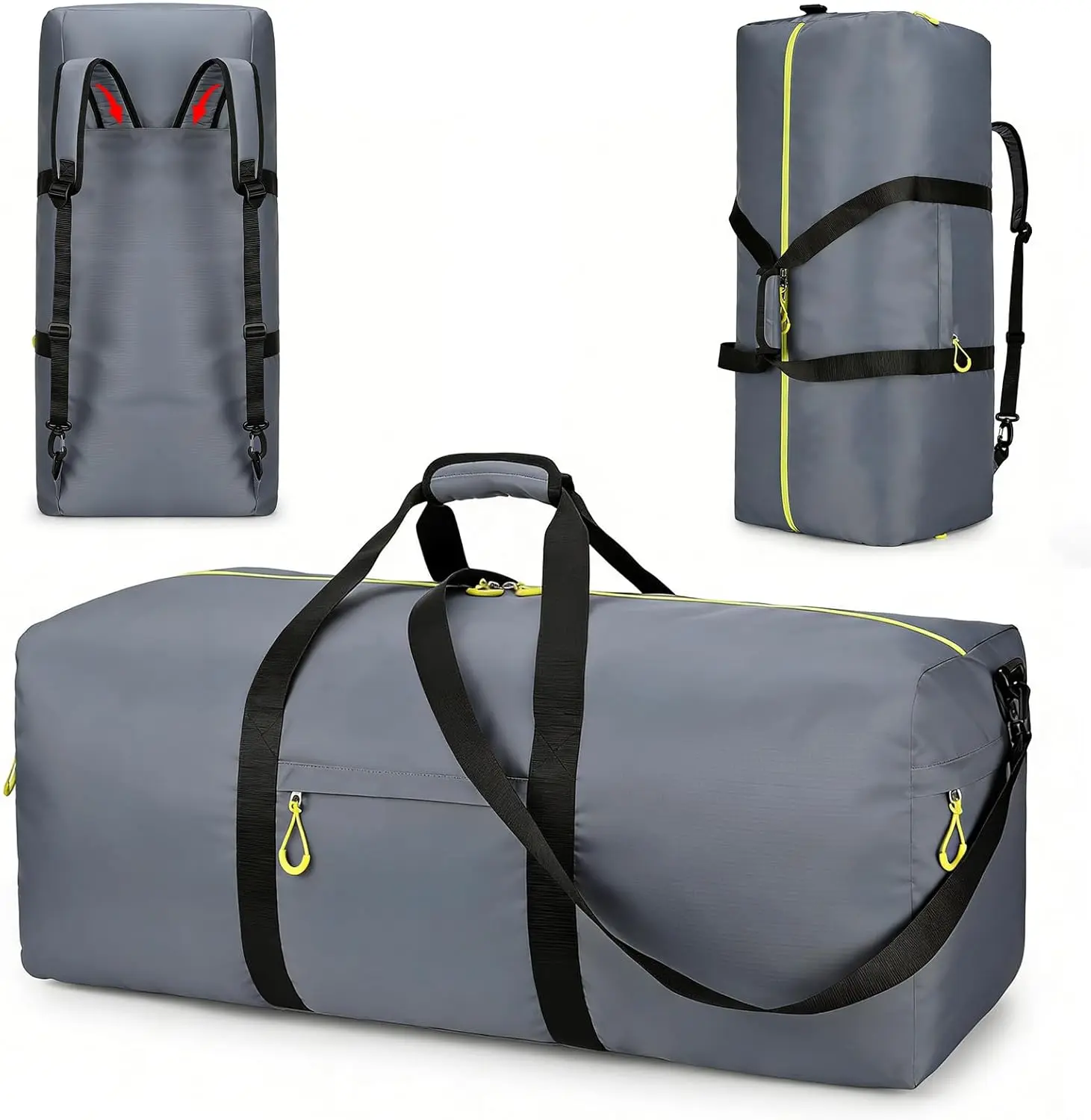 Uarition 100L Extra Large Duffle Bag for Travel, 3 In 1 Travel Duffel Bags for Men and Women, Foldable Duffle Backpack for Traveling, Grey