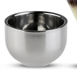 Shaving Soap Bowl, 304 Heavy Duty Stainless Steel Shaving Lather Bowl for Men, Double Layer Heat Preservation, Create Rich Shaving Cream and Keep Your Lather Warm Foam