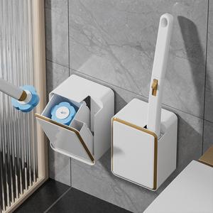 disposable toilet brush set, 1 set toilet bowl cleaning brush with holder & 24pcs refills, household cleaning tool for bathroom toilet, cleaning supplies, home cleaning bundles, home decor