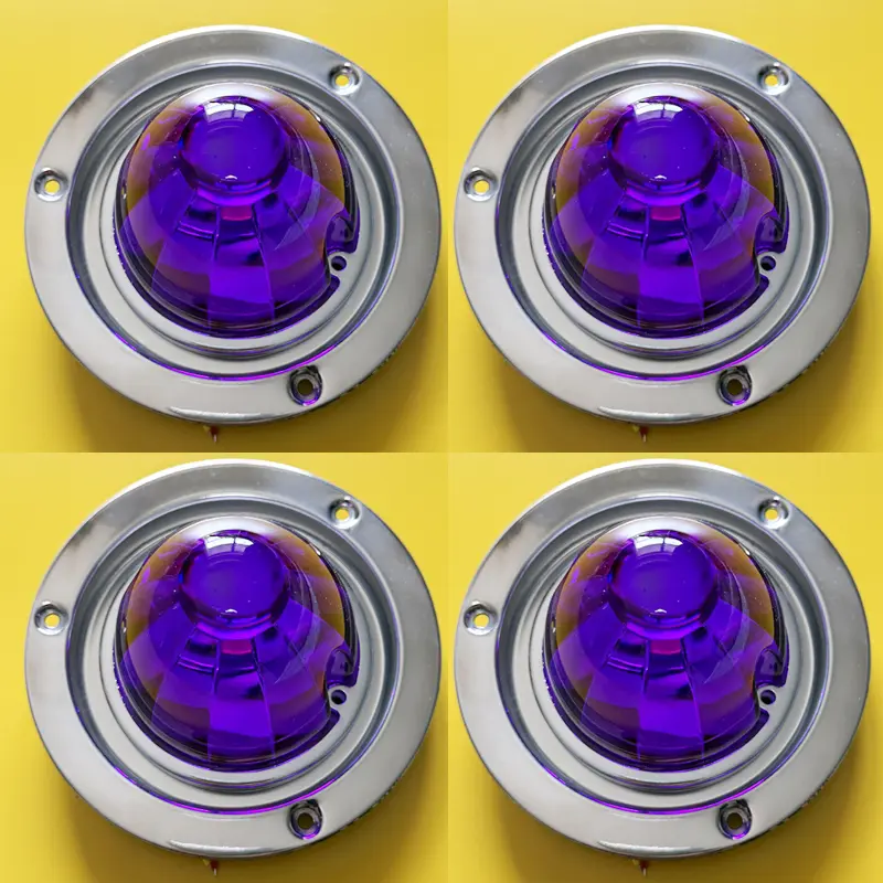 4Pcs Watermelon Lights and Bunk Adapter, Stainless Steel Round Marker Light Bezel Cover，Watermelon Lights for Trucks