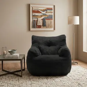 Small Comfy Bean Bag Chair with Armrests, Cloud Memory Foam Filled Floor Chair with Pockets, Soft Bean Bag Sofa for Adults, Suitable for Living Room, Bedroom, Home Relaxation