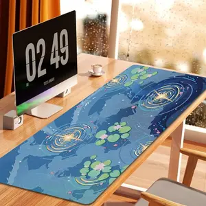 Creative Pond Pattern Large Gaming Mouse Pad, Non-slip Computer Keyboard Pad, Rubber Base Stitched Edge Mouse Pad, Desk Mat For Game Home Office, Desktop Accessory