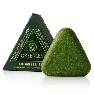 GREENLEM Green Triangle Shampoo Bar, Solid Shampoo Bar for Daily Hair Cleansing, Rich Lather, Travel-Friendly Hair Soap, 1 Count, 120g