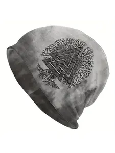 Yggdrasil Tree of Life & Valknut Viking - Soft Knit Graphic Hat, Funky Style