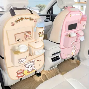 Car Seat Back Multifunctional Storage Bag, Hanging Storage Box, Cute Cartoon Design, Suitable for Family Daily Travel Accessories