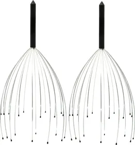 Manual Head Massager for Relaxing Scalp - 20 Fingers Scratcher (Black & Black) - Body Care Gift - Comfort