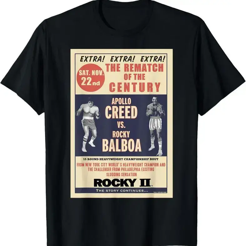 Men's Rocky Creed Vs Balboa Rematch Of The Century Graphic Print T-Shirt - 100 Cotton Clothing, Short Sleeve Tops, Crew Neck, Casual Wear, Multi-Size, Funny Gift for Men, Perfect Fit
