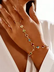 A stylish and colorful faux crystal versatile ring and bracelet set, suitable for daily wear, vacations, dates, and other occasions, and also a delightful and exquisite little gift.