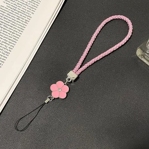 Mobile Phone Casing with Free Flower Charm Wrist Strap, Random Color (Pink/Black/White) Protective Cover for Cellphone, Smartphone Handheld Accessories