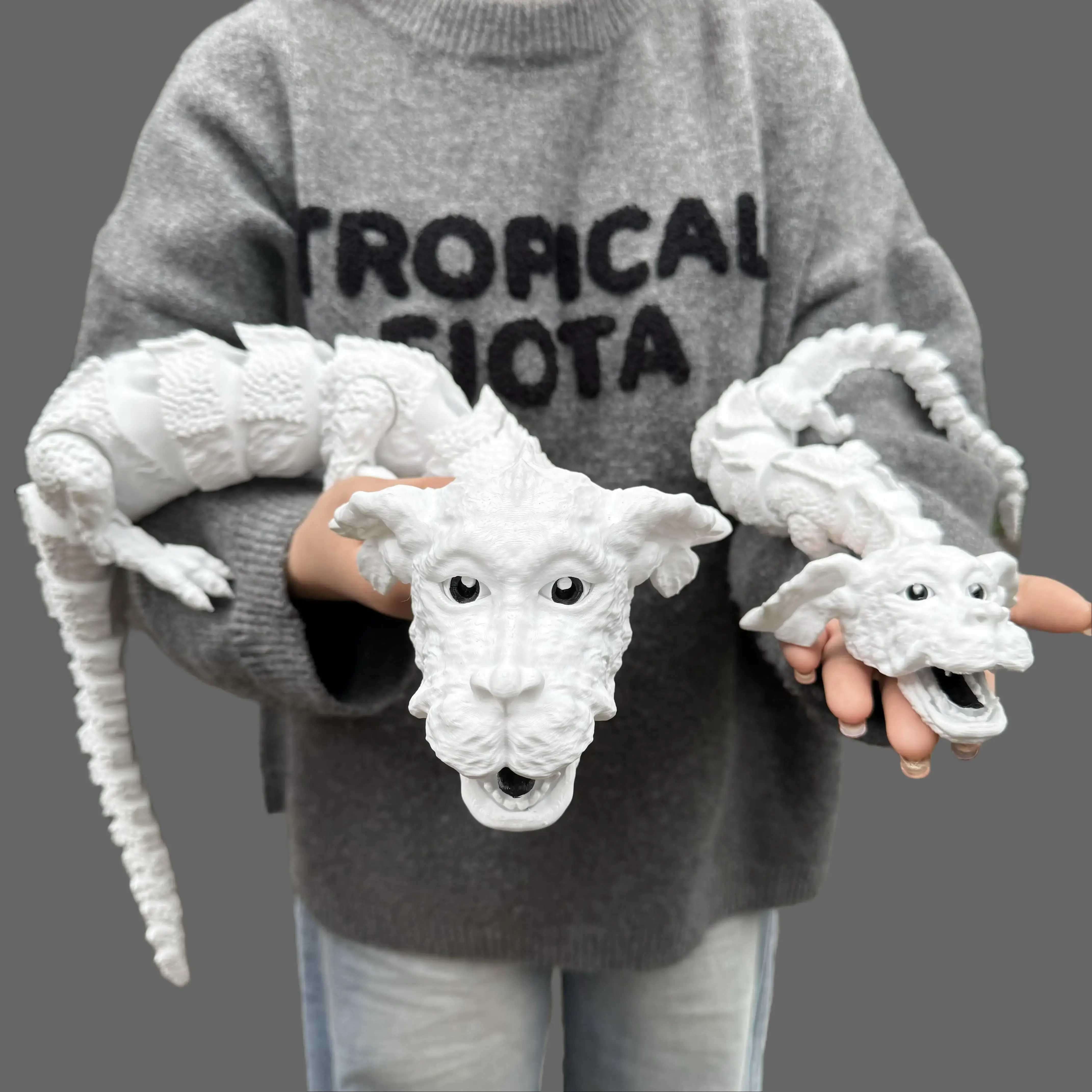 1pc 3D printed lucky dog ​​dragon, a realistic three-dimensional animal model, a desk or study decoration, a unique and personalized ornament, an Easter gift,  Toy for Stress Relief. summerwins Figurine Articulating Figurines Movable Decorative