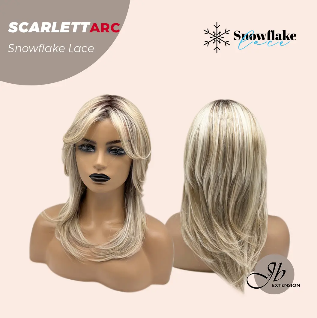 JBEXTENSION 19 Inches Curly Mix Blonde Pre-Cut Arc Snowflake Lace Frontlace Glueless Wig SCARLETT【BENDY EAR TABS】