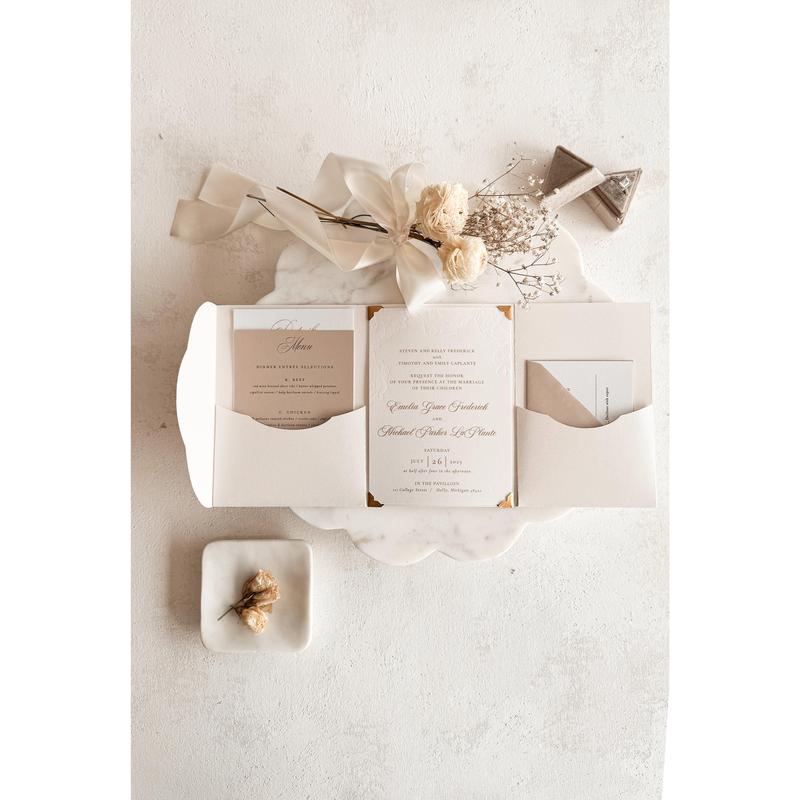 Letterpress Wedding Invitations – Premium Cardstock Invites | Foil Stamped & Embossed Suite Style 3277