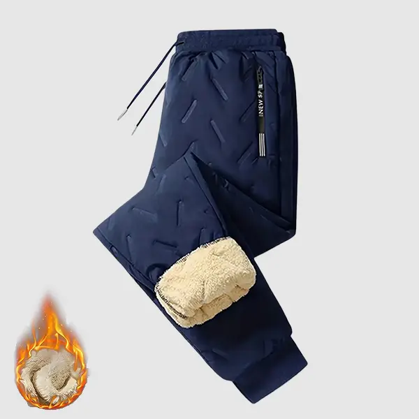 Men's Woven Ankle-Length Stylish Plain Fleece Trousers - Winter Menswear Pants with Pocket, Drawstring, Comfortable Fabric for Daily Wear, Running, Work
