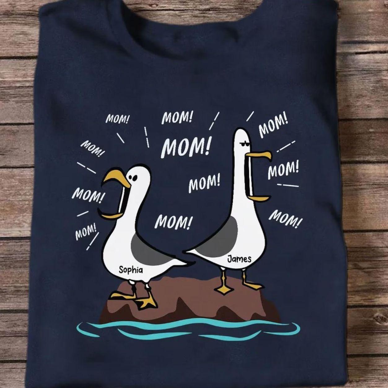 Seagull Mom Mom Mom Custom Name – Personalized Shirt – Funny Mother’s Day Gift For Mom, Mother’s Day Gift For Mom Grandma, Birthday Gift