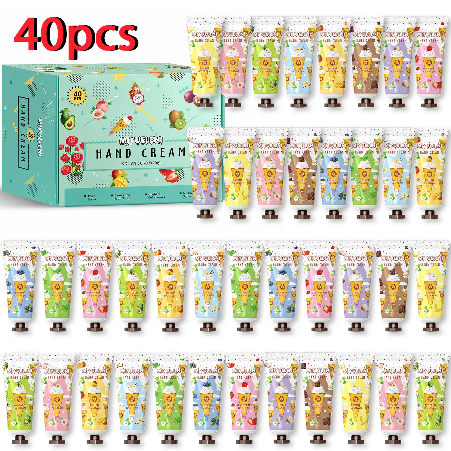 40pcs Moisturizing Hand Cream Set, Hand Moisturizer, Hand Cream Travel Size, Fruit Scented Hand Lotion Gift Box, Smooth Skin Care, Travel Kit, Valentine's Day, Thanksgiving, Mother's Day Gifts