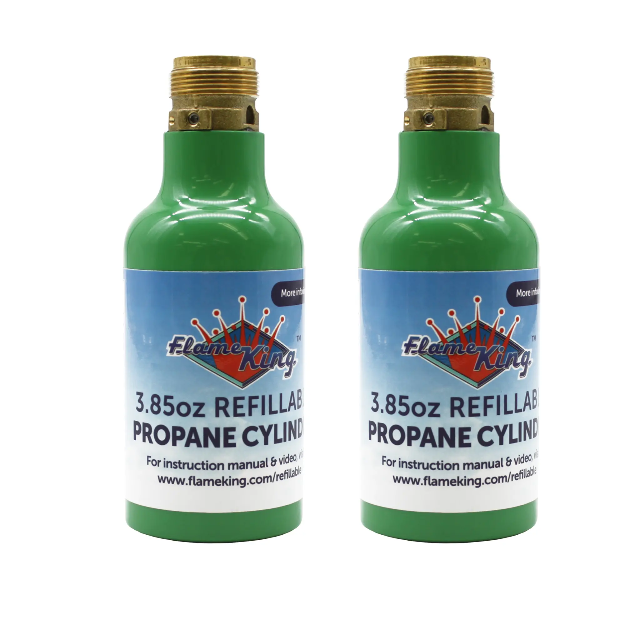 Flame King 2-Pack, 1/4LB Empty Refillable Propane Cylinder Tank - Reusable & Transportable - Safe and Legal Refill Option - UL1769 Listed Valve