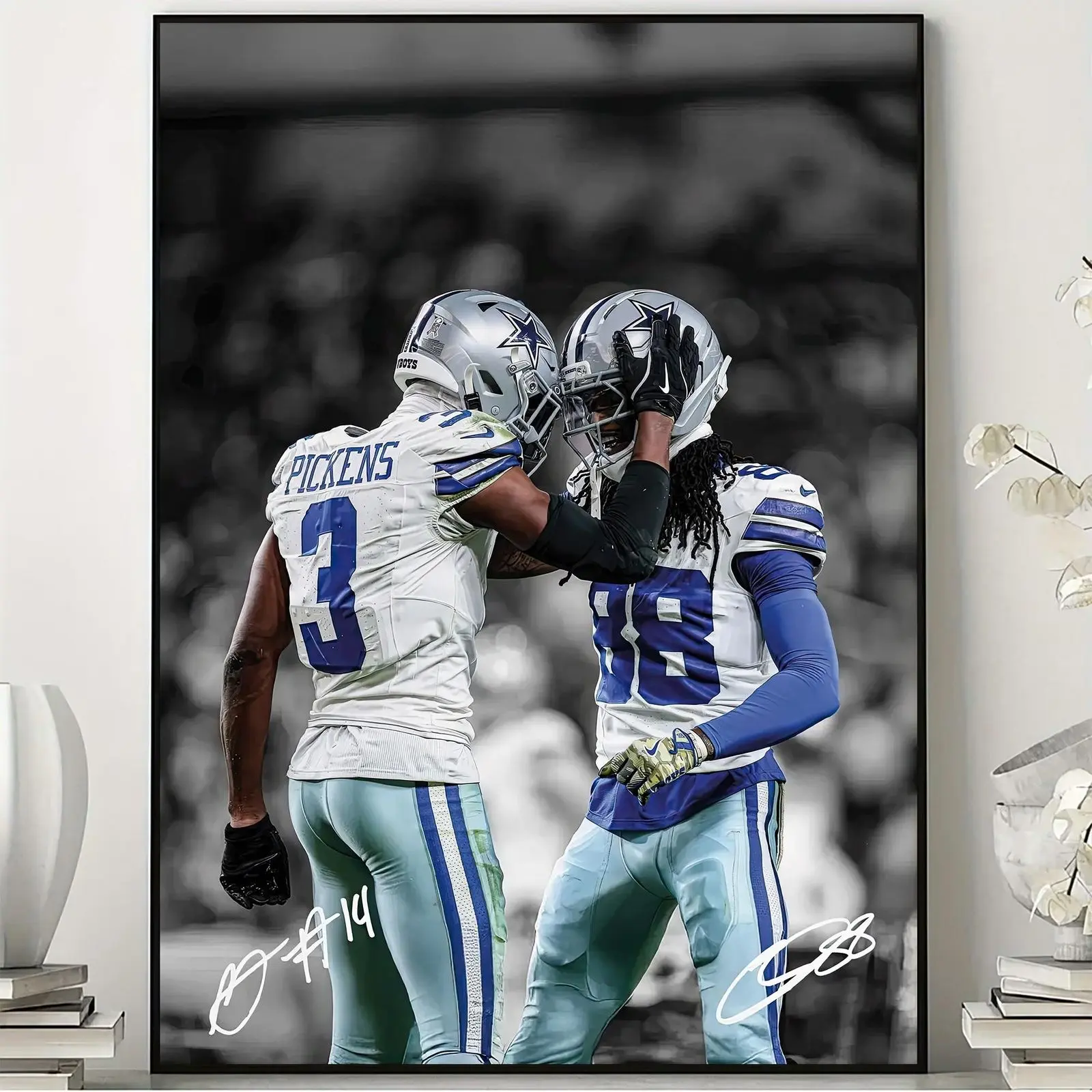 Dak Prescott Poster, Dallas Football Wall Art, Signed Football Style Print, Cowboys Fan Gift, Game Day Sports Room Decor, (Unframed)