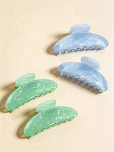 4-Pack Large Acetate Fiber Hair Claw Clips, Women's French Anti-Slip Teeth Strong Hold, Suitable for Thick Hair, All Seasons