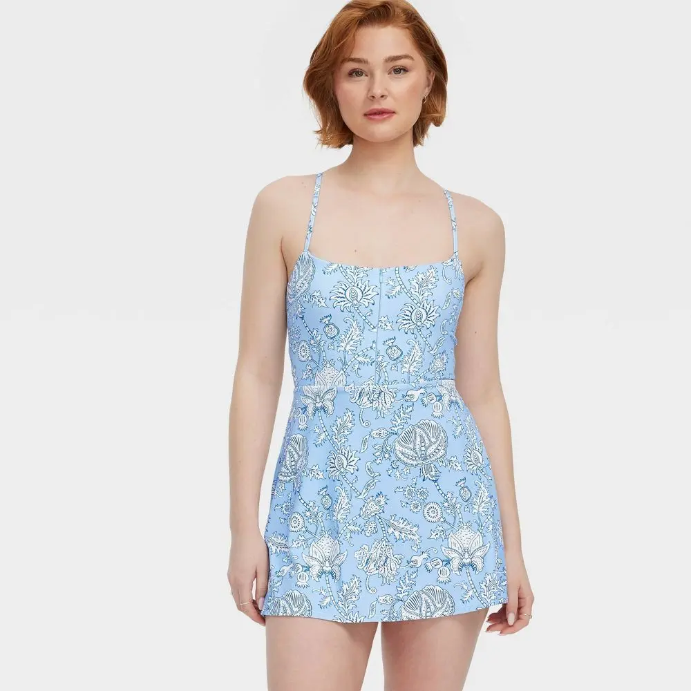 Women's Floral Vines Zip-Front Mini Tennis Dress - Roller Rabbit