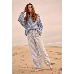Jump for Joy Striped Drawstring Parachute Pants