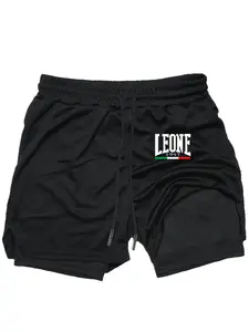 Men's Summer Gym Shorts, Casual Quick-Dry Loose-Fit with Drawstring Waist, Leone Pattern, Comfortable for Gym and Outdoor Activities