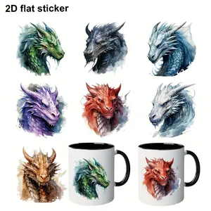 2D Flat Sticker 7pcs Fantasy Dragon Vinyl Stickers Are Suitable for Motorcycles, Trucks, SUVs, Stationery Decoration, Laptops, Mobile Phones, Water Bottles, Water Bottles, Suitcases, Desktop DIY, and Other Smooth Surface Car Stickers, 2D Flat
