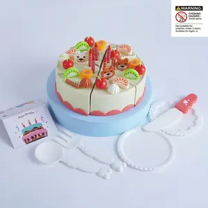 Realistic Birthday Cake Cutting Kitchen Toy, Simulation Birthday Cake Blowing Candles Game, Suitable for Boys and Girls over 3 Years, Pretend Play Set, Play Kitchen Accessories