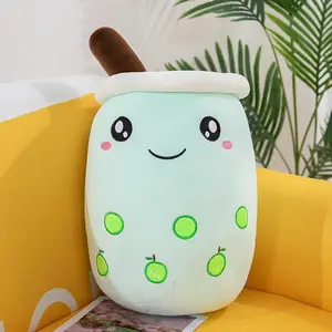 Cute Stuffed Boba Plush Bubble Tea Real-life Bubo Food Milk Cup Plushie Pillow Soft Kawaii Plush Toys Gifts for Kids Adult 24CM