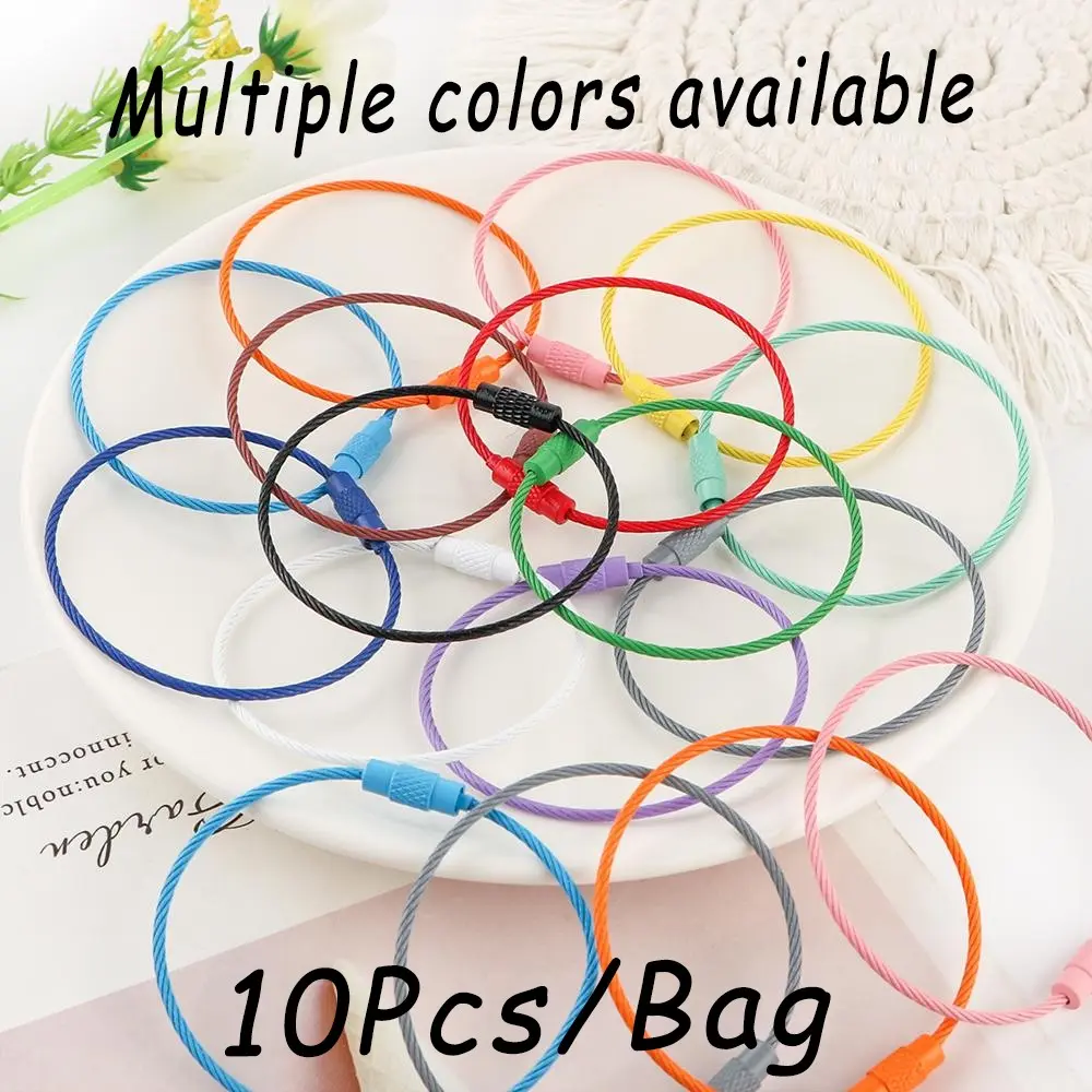 Keychain Wire Rope, 10pcs/set Colorful Keychain Wire Rope, DIY Keychain Accessories for Jewelry Making, DIY Jewelry Making Supplies, Keychain Attachment, Key Rings