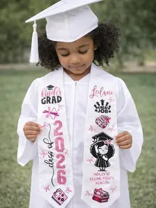 (Glitter Effect Color) Personalized Graduation Stole for Pre-K & Kindergarten Class of 2026 – Custom Name Preschool Graduation Sash for Kids