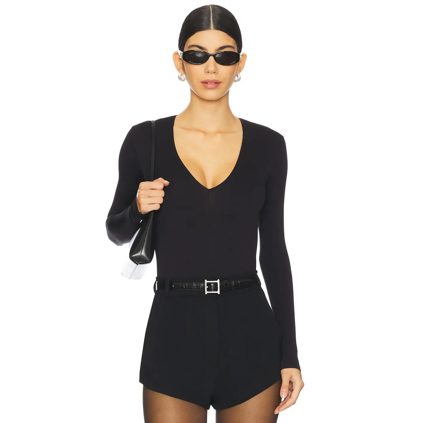 Commando Prima Ballet Deep V Bodysuit in Black