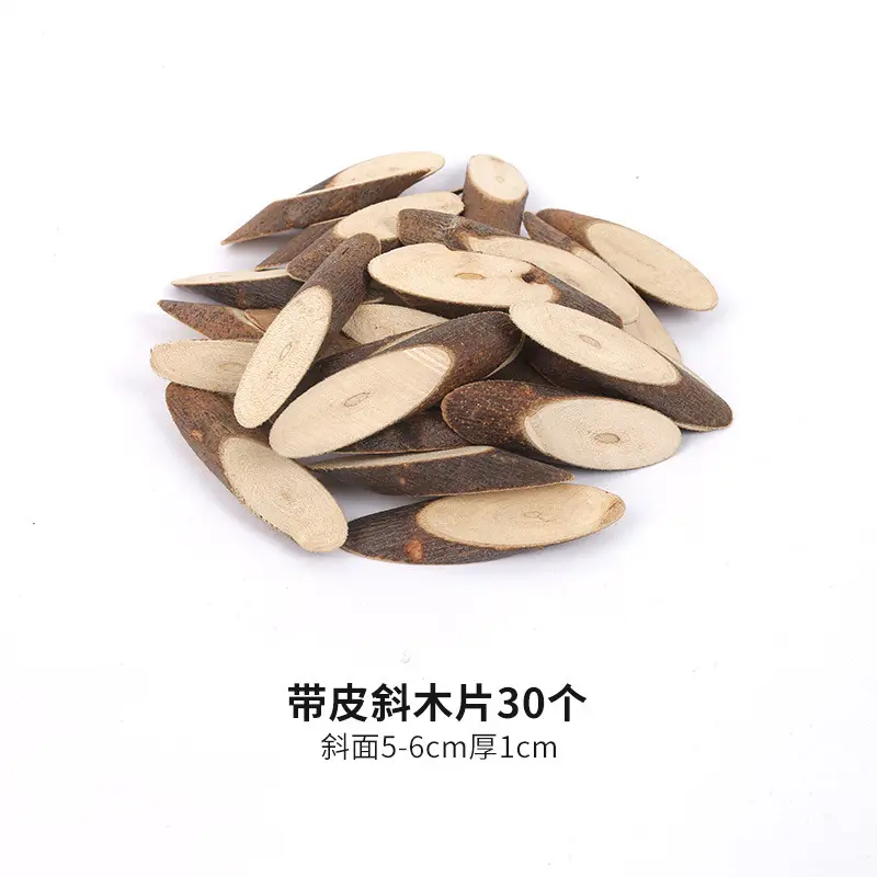 30 pieces of slanted wood slices with skin