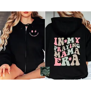 Praying Mama Era Zip Hoodie Black or Sport Grey