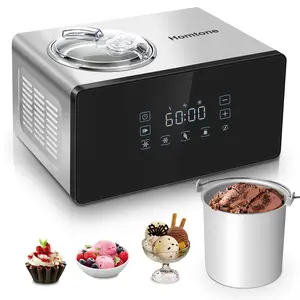 Homtone Soft Serve Ice Cream Maker Fully Automatic with Compressor, 4 Modes, Adjusted Speed 1.6 Quart Ice Cream + Yogurt Maker, LCD Touch Screen Homemade Soft & Hard Ice Cream Machine