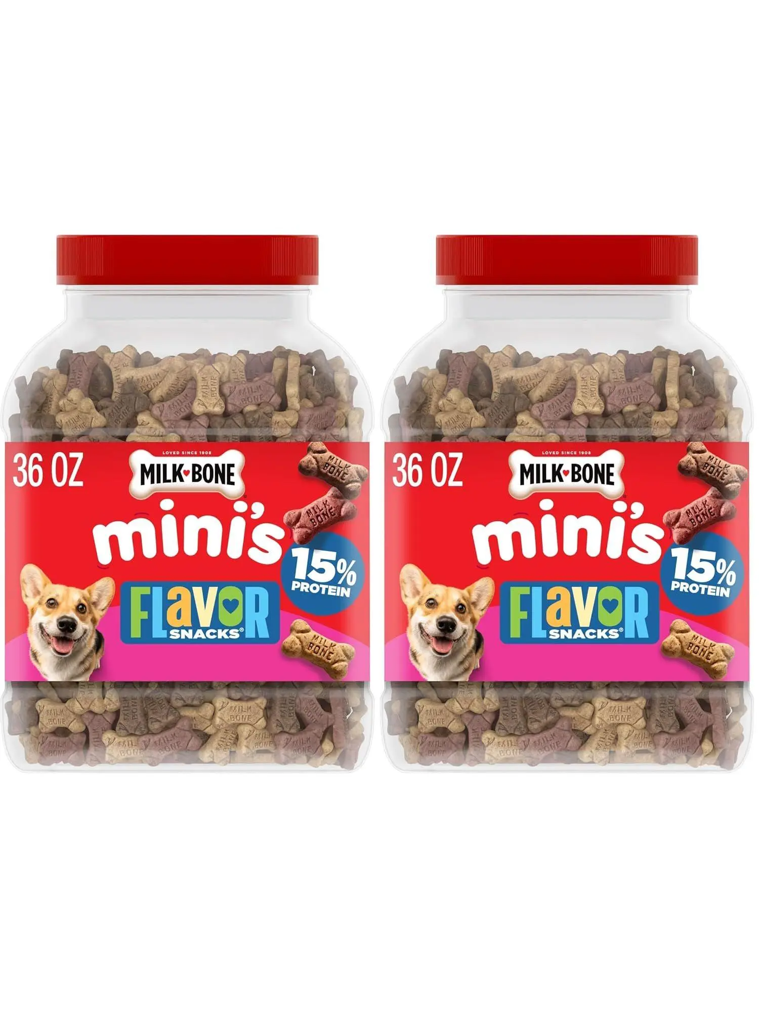 Milk-Bone Flavor Snacks Mini’s Dog Biscuits, Flavored Crunchy Dog Treats, 36 Oz. Canister