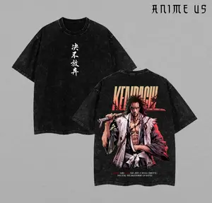 Zaraki Kenpachi x Bleach 11th Division – Gotei 13 Anime Double Printed Washed Tee Unisex Oversize Anime Manga Lightweight Cotton T-Shirt, Gift For Anime Fan , Bleach Fan , Kenpachi Fan YOP