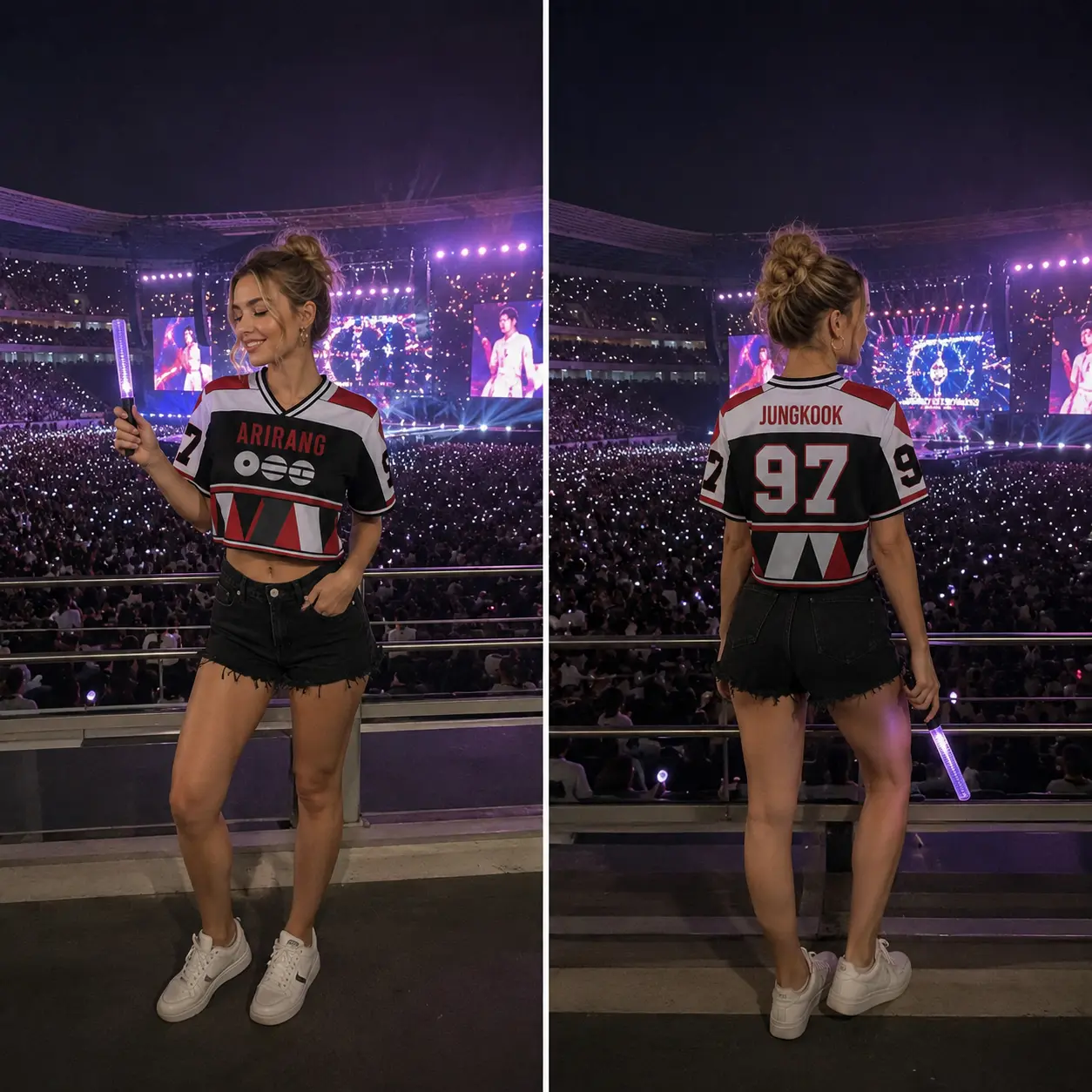Custom Name Number Sports Shirt, Seven Member Inspired Gift for Music Fans, Concert Fan Jersey, Croptop Jersey