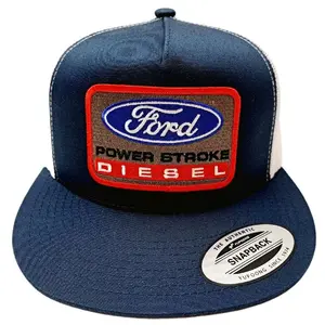 Ford Power Stroke Diesel Trucker Hat – Navy & White Snapback Mesh Cap with Embroidered Patch | Adjustable Vintage Trucker Hat for Men & Women | Classic Ford Truck Style Hat Gift