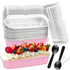 Rectangle Mini Loaf Pans With Lids,Small Cake Pans with Lids,Disposable Baking Cups Muffin Tins Cupcake Cups for Wedding Birthday Party