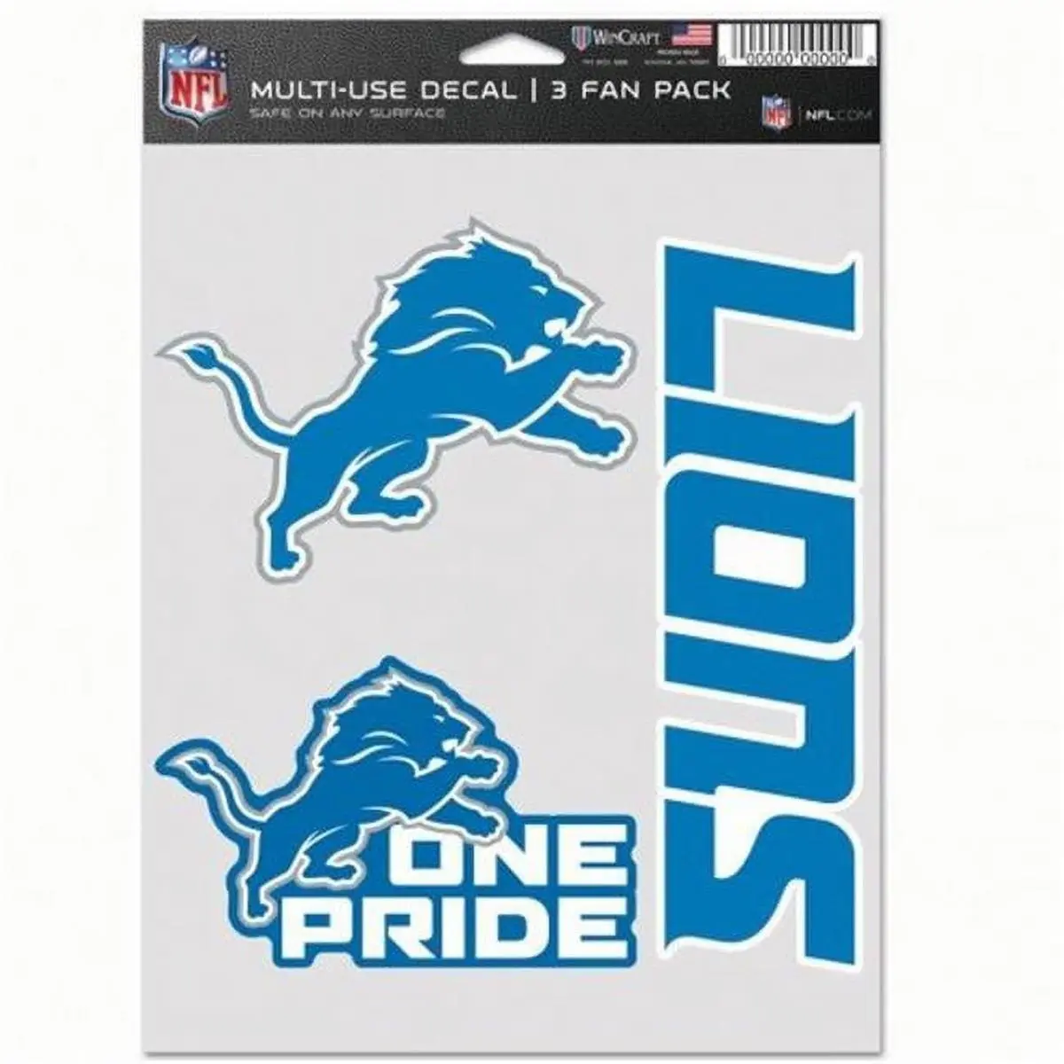 Wincraft 9416607790 NFL Detroit Lions Decal Multi Use Fan - Pack of 3, Multi-Use Decals, Pack Of Three, Decal Pack, Team Logo