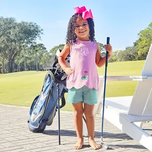 Golf Life Pink Stripe Short Set - Girls Soft Knit 2Pc Outfit