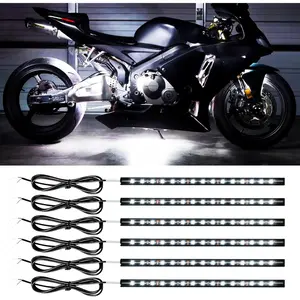 Car LED Strip Light,Motorcycle led Light Strip 30CM 15 IP67 Waterproof Auto Interior Lights,Home Decoration Car Motorcycles Boat Golf Cart Truck with 3M Tape(6PCS) timing function  strip light rgb chasing el wire interior car usb neon aesthetic mods