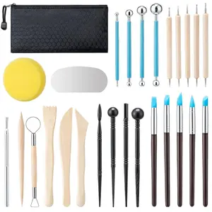 Amrules Clay Tools Kit, 27 PCS Pottery Tools, Practical Polymer Clay Sculpting Tools Kit, Air Dry Clay Tools Set for Adults, Pottery Craft, Dotting, Carving, Drawing, Molding, Modeling, Shaping