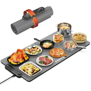 FEPPO Food Warming Mat, Food Warmers for Parties Buffet, Fast Full-Surface Heating Mat for Food with 19 Level Adjustable Temperature and 6 Hours Timer, Roll Up Food Warmer