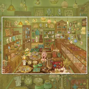 Vintage Chinese Jewelry Store Scene Stickers, DIY Miniature Scenery Building Stickers, Oriental Aesthetic Scrapbooking Supplies, Scenes Stickers