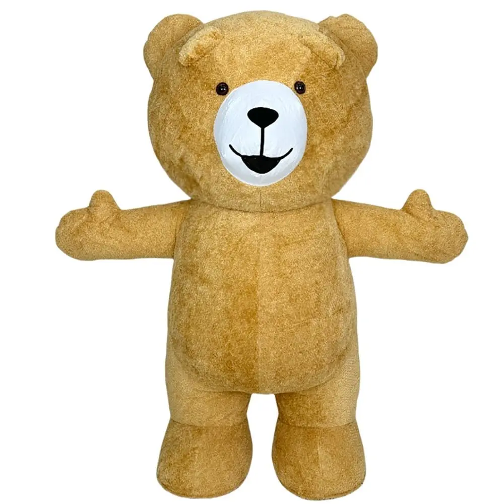 Adult Giant Inflatable Bear Costume, Brown/Red/Blue Blow Up Plush Bear Mascot Outfit, 2.2m & 2.6m, Ideal for Carnival, Halloween, Christmas & Themed Events