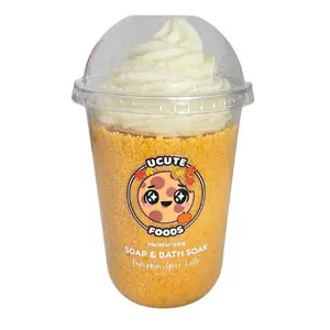 UCUTE FOODS Pumpkin Spice Latte Soap & Bath Soak - Moisturizing Bath Fragrance with Cinnamon Nutmeg Cloves & Pumpkin Spice Notes - Includes Whipped Cream Soap Top - Fall Season Relaxation Body Care