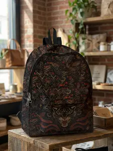Tiger Dragon Fusion Printed Backpack, Fusion Pattern, Fun Design, Fashionable Look, Spacious Storage, Ideal for School, Travel, Business Trips