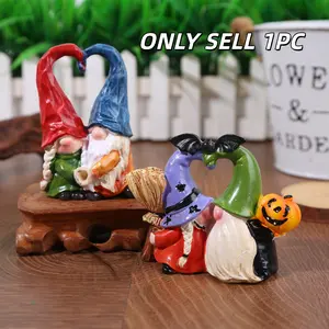 1pc Halloween Couple Gnome Ornament, Cute Spooky Dwarf Statue, Ideal for Home, Office and Halloween Party